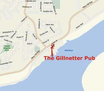 Map showing location of the Gillnetter Pub